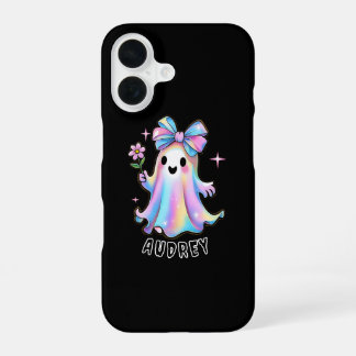 Kleurrijke Ghost Design met Bow en Flower iPhone 16 Hoesje