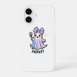 Kleurrijke Ghost Design met Bow en Flower iPhone 16 Hoesje