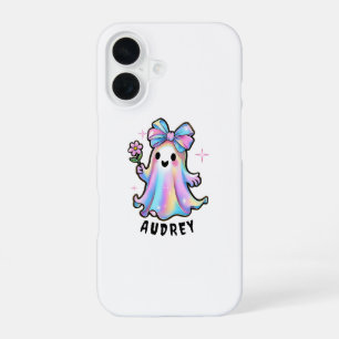 Kleurrijke Ghost Design met Bow en Flower iPhone 16 Hoesje