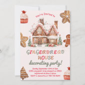 Kleurrijke Gingerbread House Decorating Party Kaart (Voorkant)