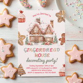 Kleurrijke Gingerbread House Decorating Party Kaart