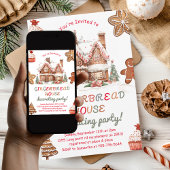 Kleurrijke Gingerbread House Decorating Party Kaart