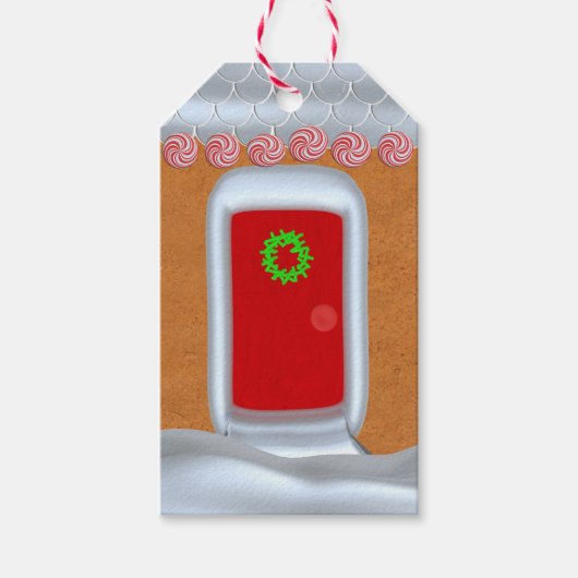 Kleurrijke Gingerbread House Leuke kerstvakantie Cadeaulabel (Voorkant)