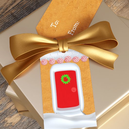 Kleurrijke Gingerbread House Leuke kerstvakantie Cadeaulabel