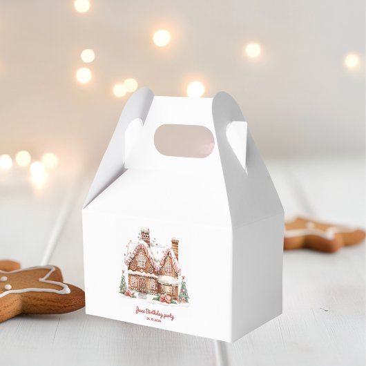 Kleurrijke Gingerbread House verjaardagsfeestje Bedankdoosjes