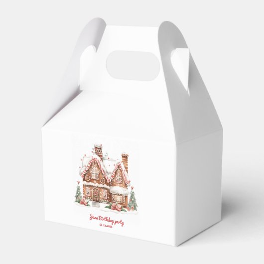 Kleurrijke Gingerbread House verjaardagsfeestje Bedankdoosjes (Voorkant Zijde)