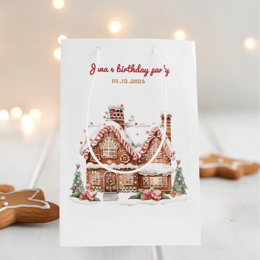 Kleurrijke Gingerbread House verjaardagsfeestje Medium Cadeauzakje