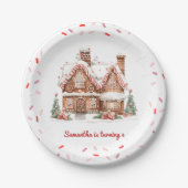 Kleurrijke Gingerbread House verjaardagsfeestje Papieren Bordje (Voorkant)
