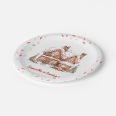 Kleurrijke Gingerbread House verjaardagsfeestje Papieren Bordje (Gekanteld)