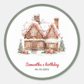Kleurrijke Gingerbread House verjaardagsfeestje Ronde Sticker (Voorkant)