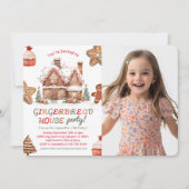 Kleurrijke Gingerbread House Verjaardagsfoto Kaart (Voorkant)