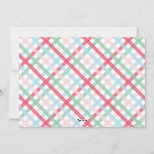 Kleurrijke Gingham Check Kerstfoto Feestdagenkaart (Achterkant)