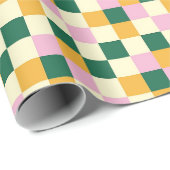 Kleurrijke Gingham dambordvierkanten Cadeaupapier (Rol Hoek)