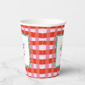 Kleurrijke Gingham "Let's Party" Custom Name Kinde Papieren Bekers (Rechts)