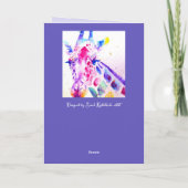 Kleurrijke Giraffe Aquarel Meisjes Verjaardag Kaar Kaart (Achterkant)