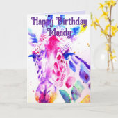 Kleurrijke Giraffe Aquarel Meisjes Verjaardag Kaar Kaart (Gele Bloem)