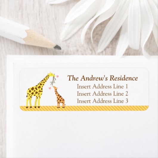 Kleurrijke Giraffe Baby shower Adres RSVP Labels (Insitu)