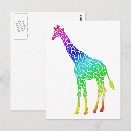 Kleurrijke Giraffe Briefkaart (Voorkant / Achterkant)