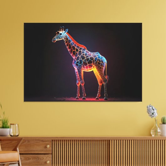 Kleurrijke Giraffe Canvas Afdruk (Insitu (Woonkamer))