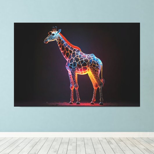 Kleurrijke Giraffe Canvas Afdruk (Insitu (Houten vloer))