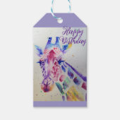 Kleurrijke Giraffe dier Aquarel Art Boys Cadeaulabel (Voorkant)