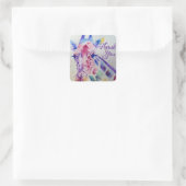 Kleurrijke Giraffe dier Aquarel Art Boys Vierkante Sticker (Tas)