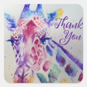 Kleurrijke Giraffe dier Aquarel Art Boys Vierkante Sticker