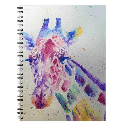 Kleurrijke Giraffe dier Waterverf Kunstboek Notitieboek (Voorkant)