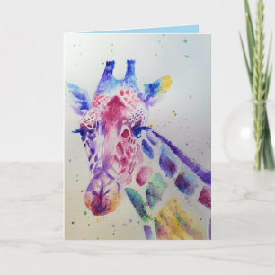 Kleurrijke Giraffe Dierlijke Aquarel Verjaardag Ka Kaart