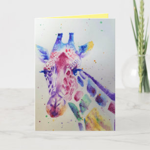 Kleurrijke Giraffe Dierlijke Aquarel Verjaardag Ka Kaart