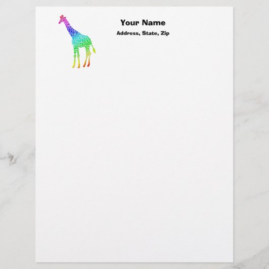 Kleurrijke Giraffe Gepersonaliseerd Briefhoofd (Voorkant)