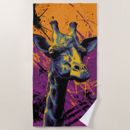 Kleurrijke Giraffe Graffiti Pop Art Portret Strandlaken
