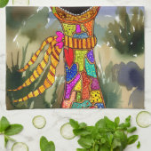 Kleurrijke Giraffe Keukenhanddoek (Gevouwen)