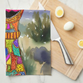 Kleurrijke Giraffe Keukenhanddoek (Quarter Fold)