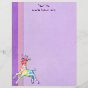 Kleurrijke Giraffe Letterhead Custom Briefhoofd