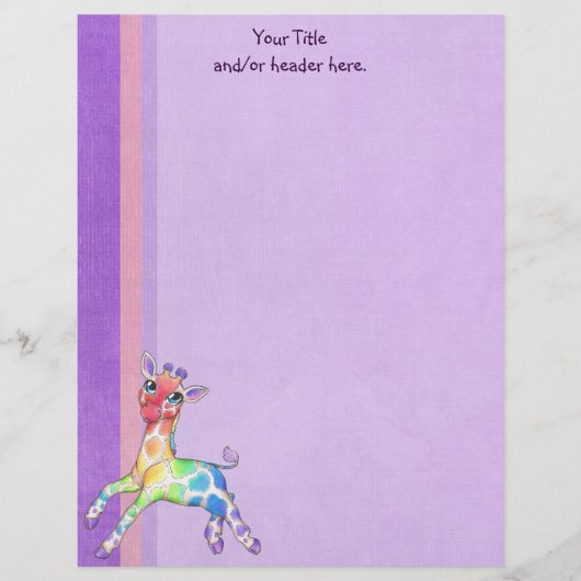 Kleurrijke Giraffe Letterhead Custom Briefhoofd (Voorkant)