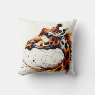 Kleurrijke Giraffe Line kunst grappig Kussen