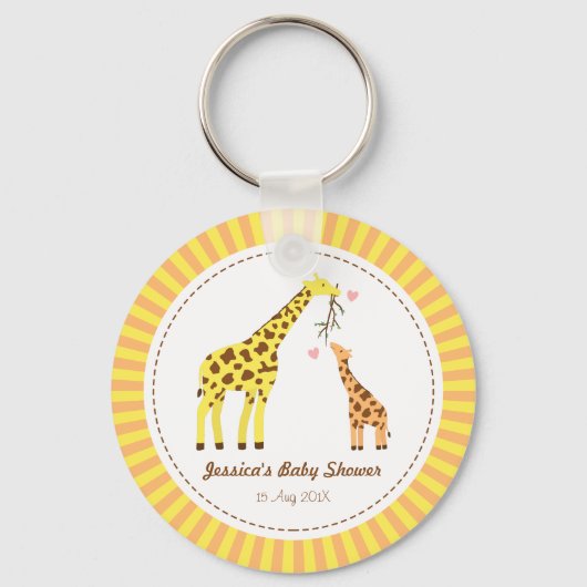 Kleurrijke Giraffe Mam en Baby Favors Sleutelhanger (Voorkant)