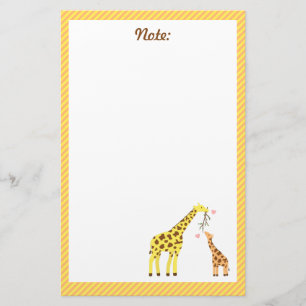 Kleurrijke Giraffe mama en Baby kalf voor kinderen Briefpapier