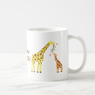Kleurrijke Giraffe mama en Baby kalf voor kinderen Koffiemok