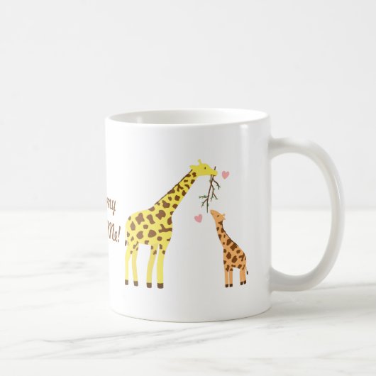 Kleurrijke Giraffe mama en Baby kalf voor kinderen Koffiemok (Rechts)