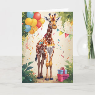 Kleurrijke Giraffe met ballonnen in Oerwoud   KAAR Kaart