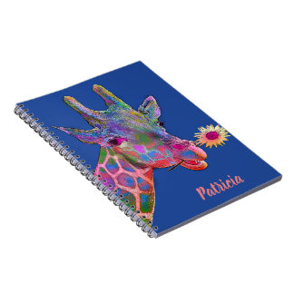 Kleurrijke Giraffe met bloem Notitieboek