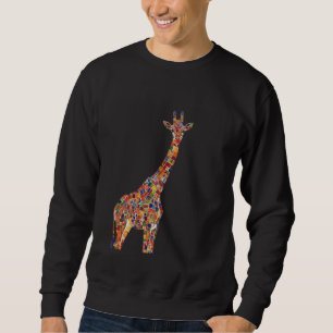 Kleurrijke Giraffe Mozaïek Kunst Trui