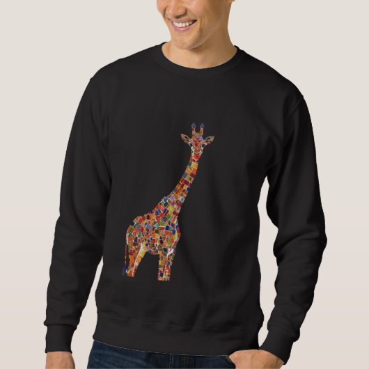 Kleurrijke Giraffe Mozaïek Kunst Trui (Voorkant)