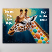 Kleurrijke Giraffe op blauw voor jonge Dierenvrien Poster (Voorkant)