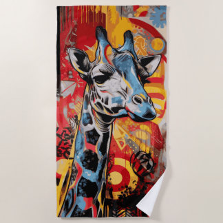 Kleurrijke Giraffe Pop Art Kunstwerk Strandlaken