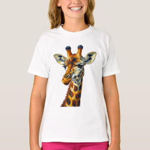 Kleurrijke Giraffe Portret Olie Schilderkunst Kuns T-shirt