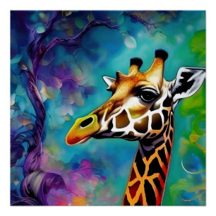 Kleurrijke Giraffe Portret Perfect Poster