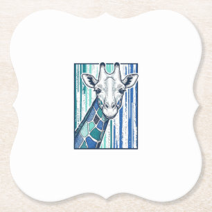 Kleurrijke Giraffe Portret Vintage Gravure Vector Kartonnen Onderzetters